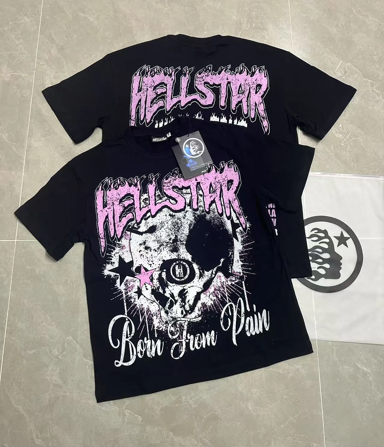 P108 Real-stock Hellstar Cross-border European and American style, street fashion brand pure cotton T-shirt Fabric (fabric): 32 pieces of 240g heavy combed double yarn pure cotton Size (size): S-M- L- X L Color (colour): black