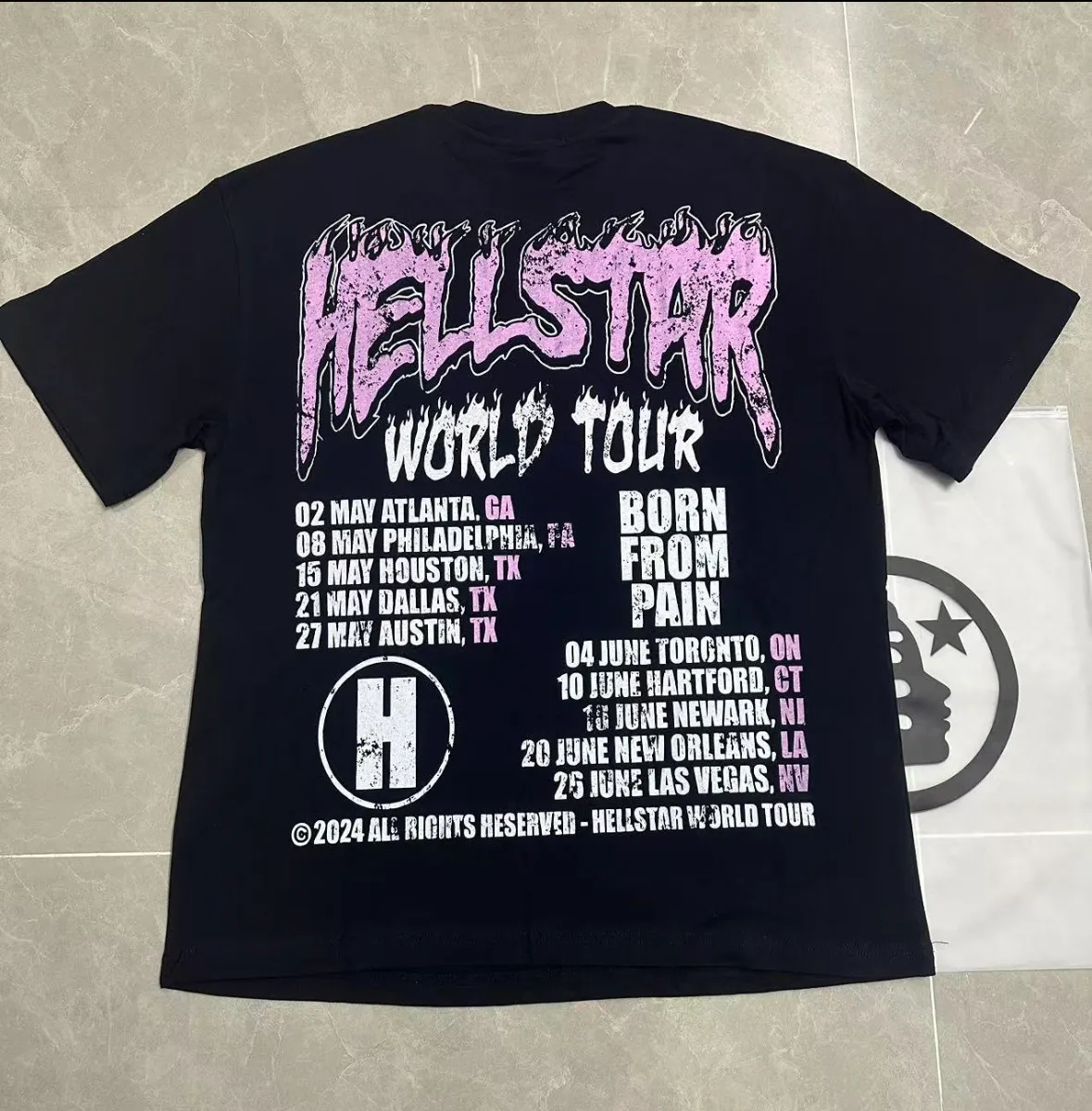 P108 Real-stock Hellstar Cross-border European and American style, street fashion brand pure cotton T-shirt Fabric (fabric): 32 pieces of 240g heavy combed double yarn pure cotton Size (size): S-M- L- X L Color (colour): black