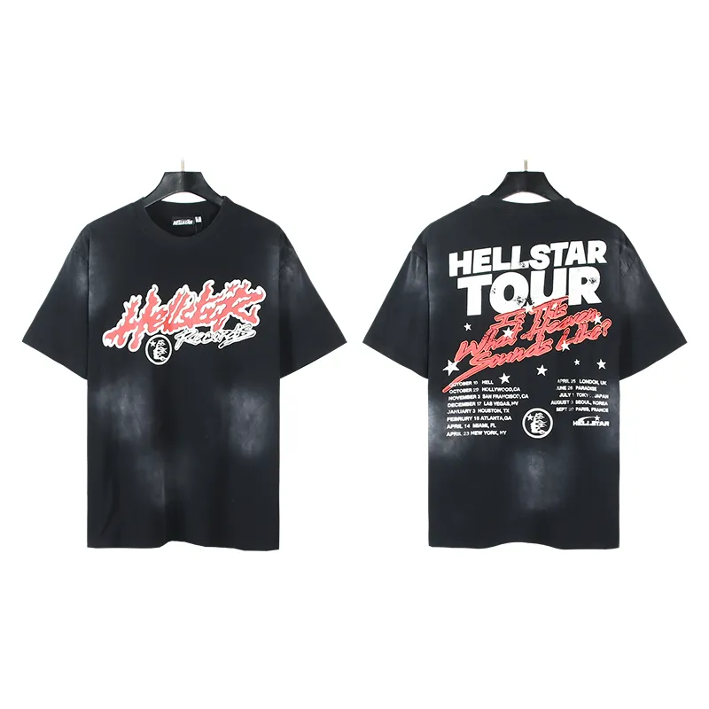 P130 6733#washed black Real shot Hellstar washed retro beauty trend printed short-sleeved T-shirt Fabric: 250g 32 count fine cotton double yarn pure cotton Color: washed black Size: S M L XL