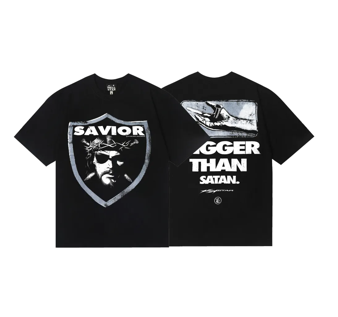 6707# P116 Hellstar American fashion high street pure cotton loose short-sleeved T-shirt Color: White Black Size: S M L XL