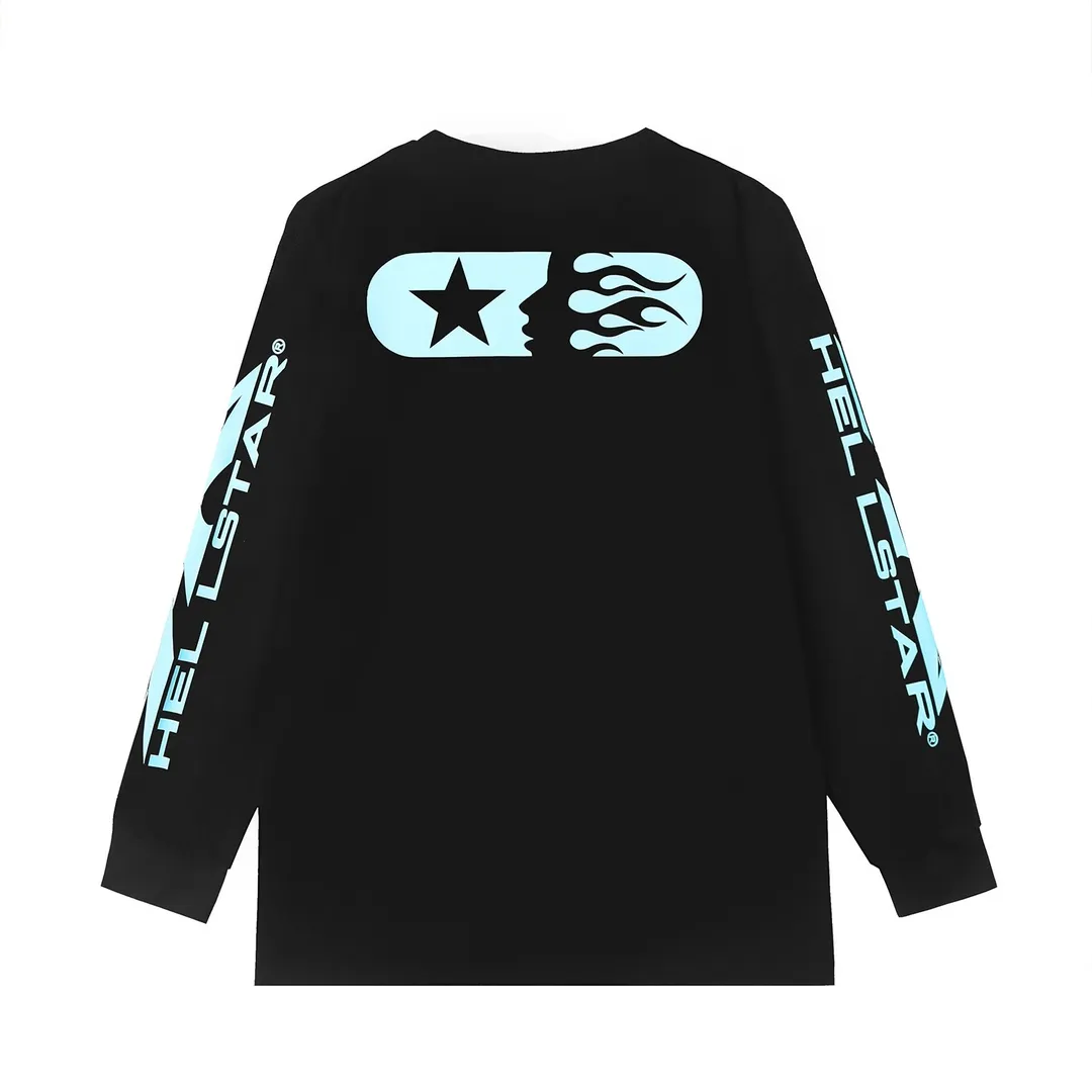 5512# P136 Hellstar Hellstar letter print lightning high street men and women hip-hop loose long-sleeved T-shirt Color: Black Size: S M L XL