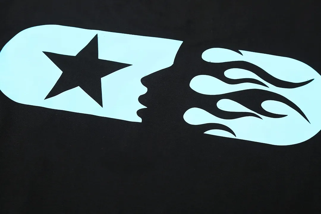 5512# P136 Hellstar Hellstar letter print lightning high street men and women hip-hop loose long-sleeved T-shirt Color: Black Size: S M L XL