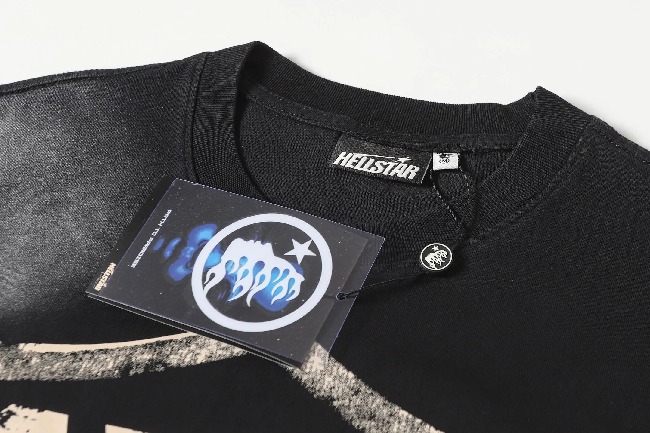 P124 Hellstar Hellstar Cross-border European and American style street fashion brand pure cotton T-shirt Fabric (fabric): 32 counts 250g washed combed double yarn pure cotton Size (size): S-M- L- X L Color (colour): Washed black (spray Ma Liu)
