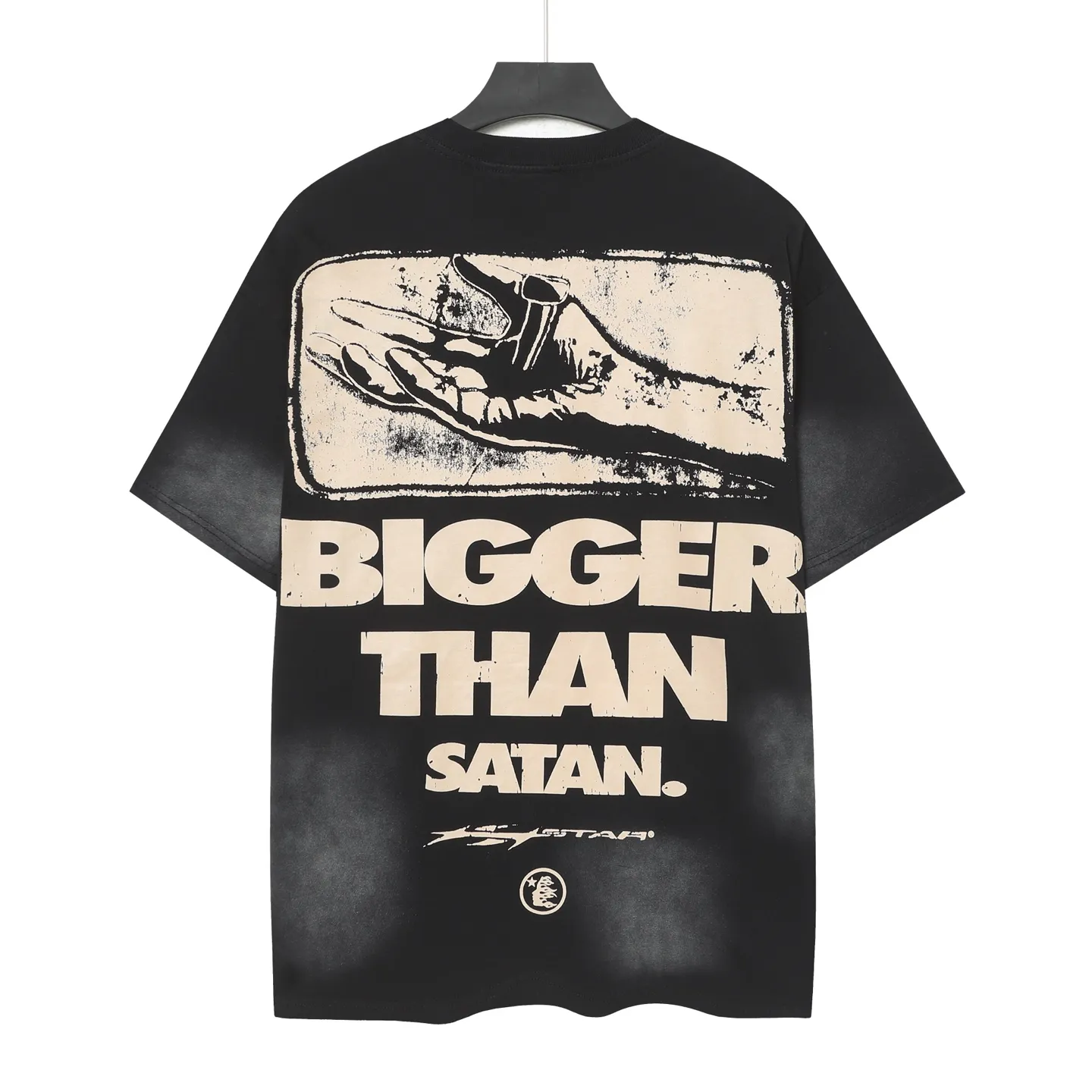 P124 Hellstar Hellstar Cross-border European and American style street fashion brand pure cotton T-shirt Fabric (fabric): 32 counts 250g washed combed double yarn pure cotton Size (size): S-M- L- X L Color (colour): Washed black (spray Ma Liu)