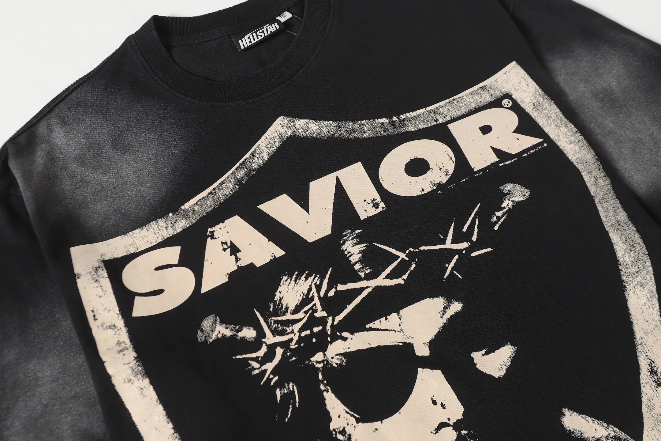 P124 Hellstar Hellstar Cross-border European and American style street fashion brand pure cotton T-shirt Fabric (fabric): 32 counts 250g washed combed double yarn pure cotton Size (size): S-M- L- X L Color (colour): Washed black (spray Ma Liu)