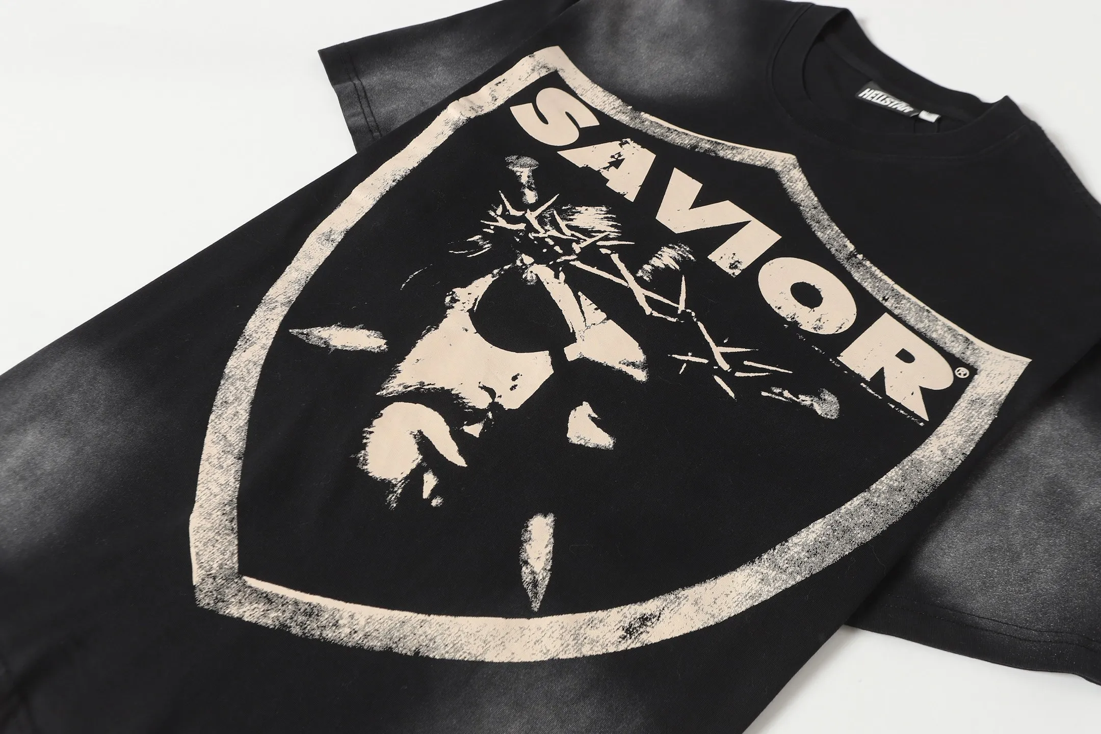 P124 Hellstar Hellstar Cross-border European and American style street fashion brand pure cotton T-shirt Fabric (fabric): 32 counts 250g washed combed double yarn pure cotton Size (size): S-M- L- X L Color (colour): Washed black (spray Ma Liu)
