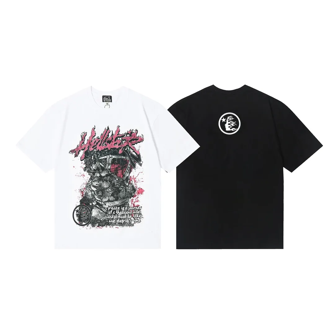 6629# P108 Hellstar American fashion high street pure cotton loose short-sleeved T-shirt Color: White Black Size: S M L XL