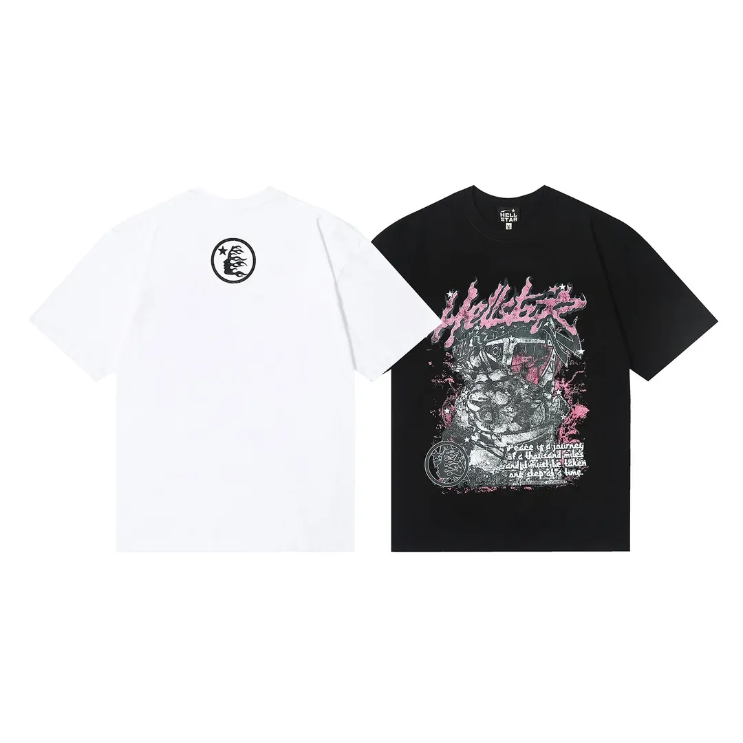 6629# P108 Hellstar American fashion high street pure cotton loose short-sleeved T-shirt Color: White Black Size: S M L XL