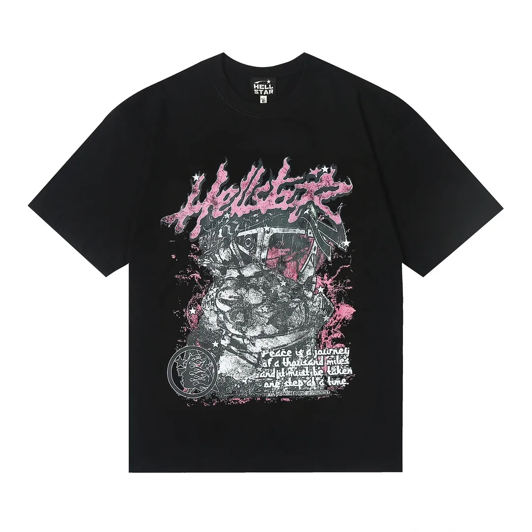 6629# P108 Hellstar American fashion high street pure cotton loose short-sleeved T-shirt Color: White Black Size: S M L XL