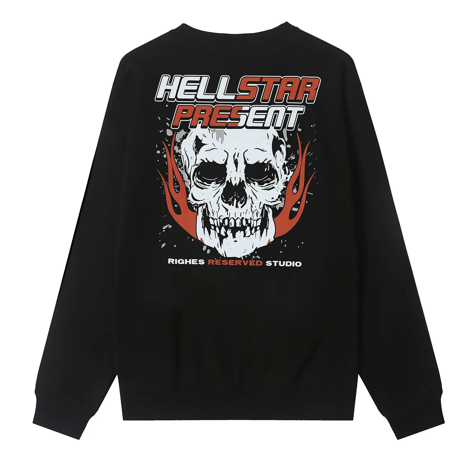 8841# P160 Hellstar high quality Hellstar American trendy printed cotton terry crew neck sweatshirt Color: White Black Size: S M L XL