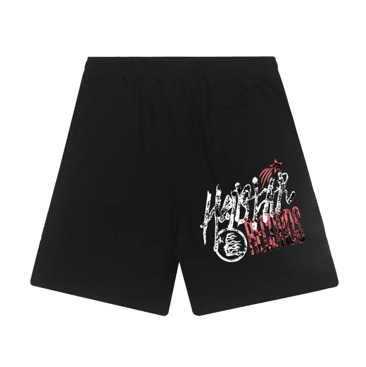 1103# P150 Hellstar pure cotton terry 350g printed casual shorts Color: black floral gray Size: S M L XL