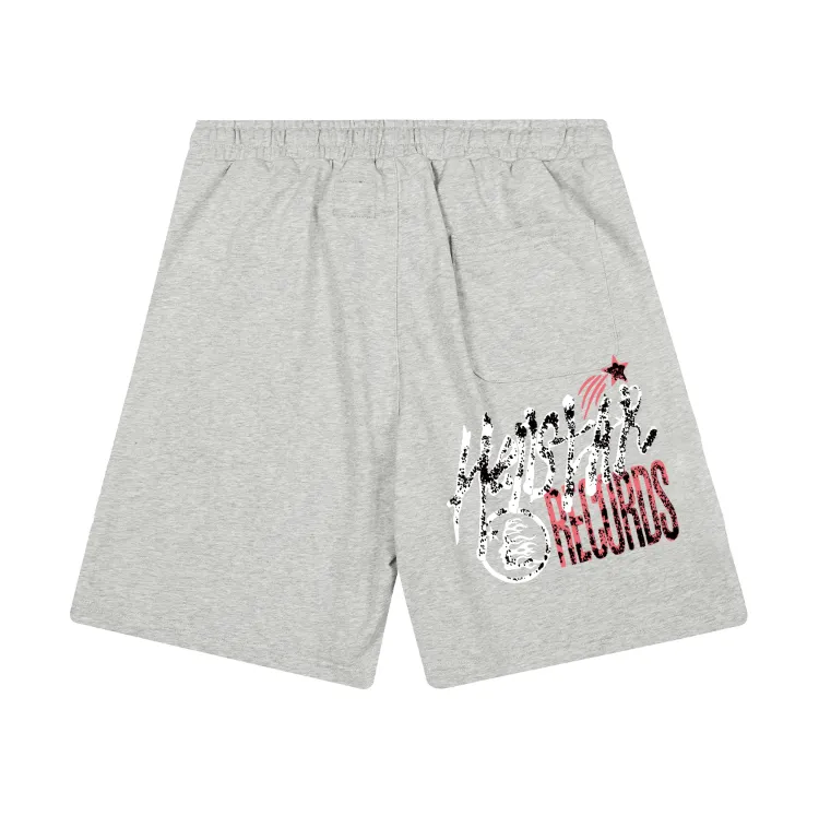 1103# P150 Hellstar pure cotton terry 350g printed casual shorts Color: black floral gray Size: S M L XL