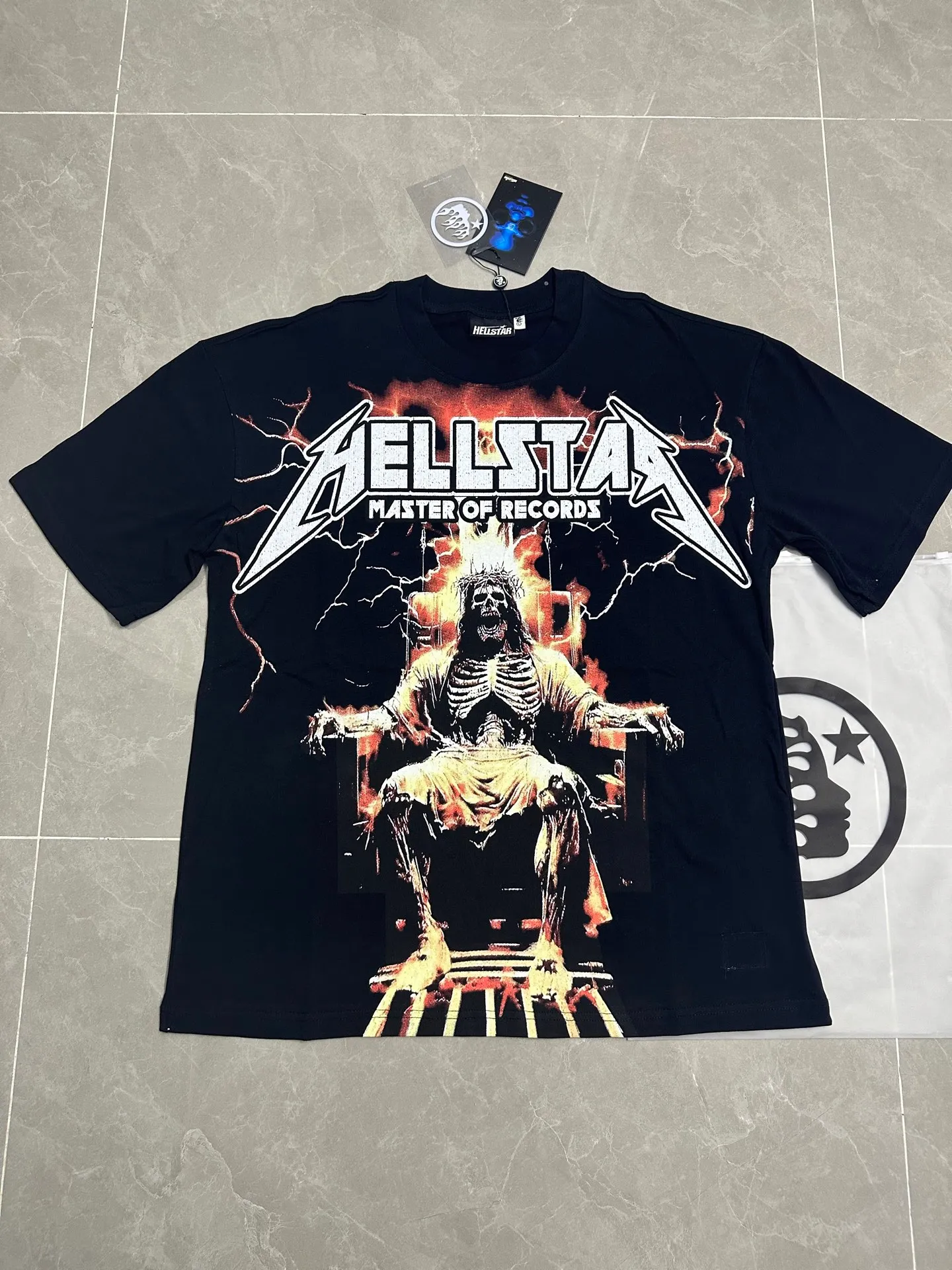 P108 782# black｜ Real stock Hellstar Cross-border European and American style, street fashion brand pure cotton T-shirt Fabric (fabric): 32 counts of 240g heavy combed double yarn pure cotton Size (size): S-M- L- X L Color (colour): black