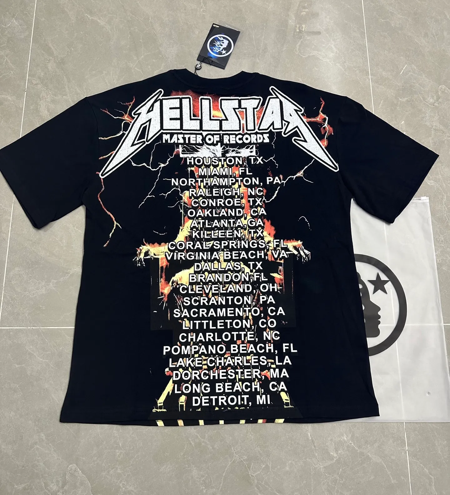 P108 782# black｜ Real stock Hellstar Cross-border European and American style, street fashion brand pure cotton T-shirt Fabric (fabric): 32 counts of 240g heavy combed double yarn pure cotton Size (size): S-M- L- X L Color (colour): black