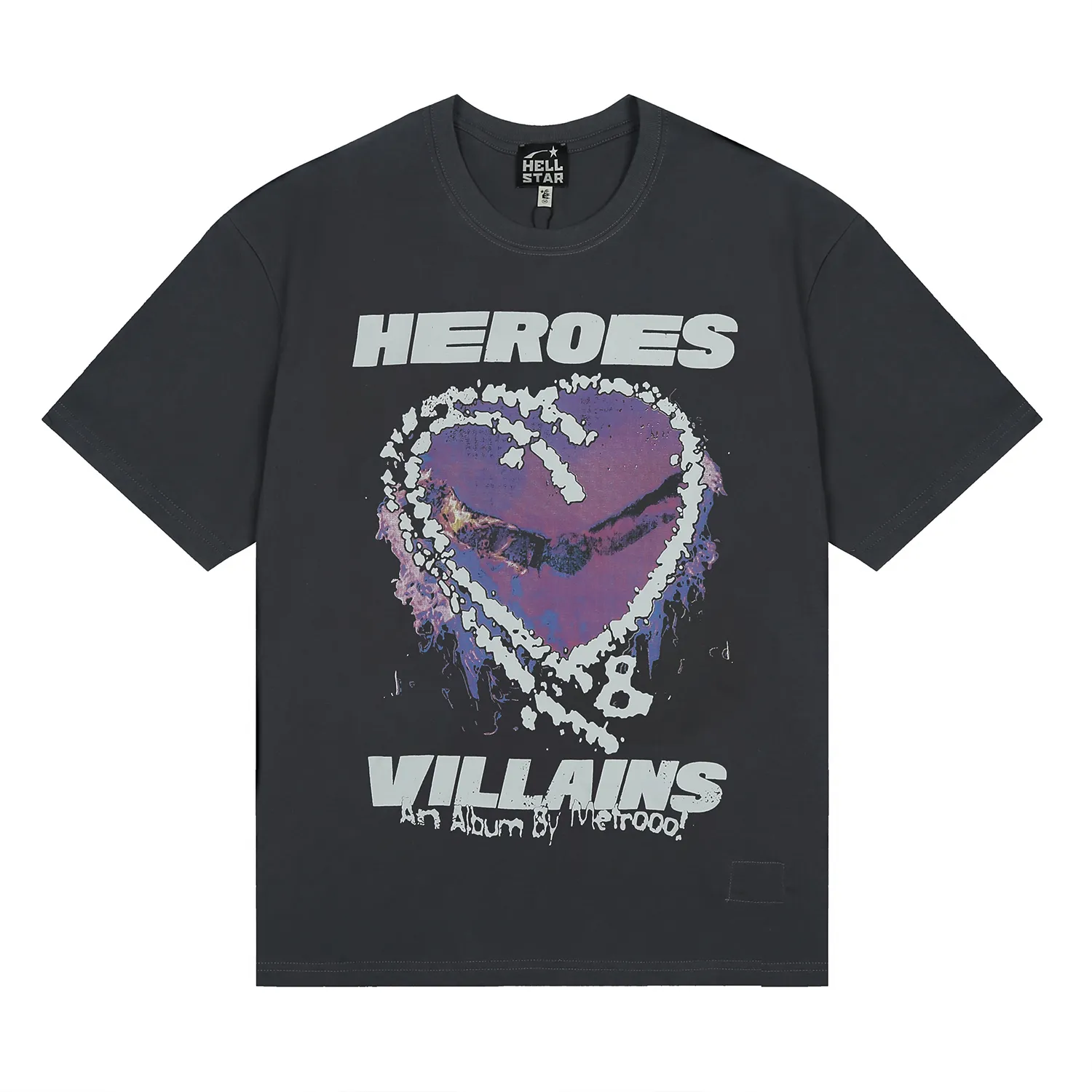 6682# P116 Hellstar American fashion high street pure cotton loose short-sleeved T-shirt Color: Gray Black Size: S M L XL