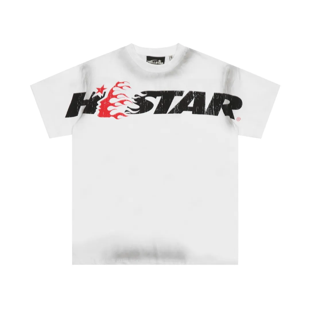 P126 HELLSTAR STUDIOS CARTOON LOGO T-SHIRT Spray Ma Liu Distressed T-shirt The new hot beauty trend Hellstar!  Standard beauty and trendy workmanship, original customization (fabric, pattern, printing, hang tag, main mark, etc.), exaggerated style, explosive style, dare to break through tradition, bring adventurous new fashion experience!   YoungBoy, the most popular rapper in the youth circle, has shot a lot of models for him, and celebrities such as Dababy and Swae Lee frequently get dressed!  color: white Size: S, M, L, XL
