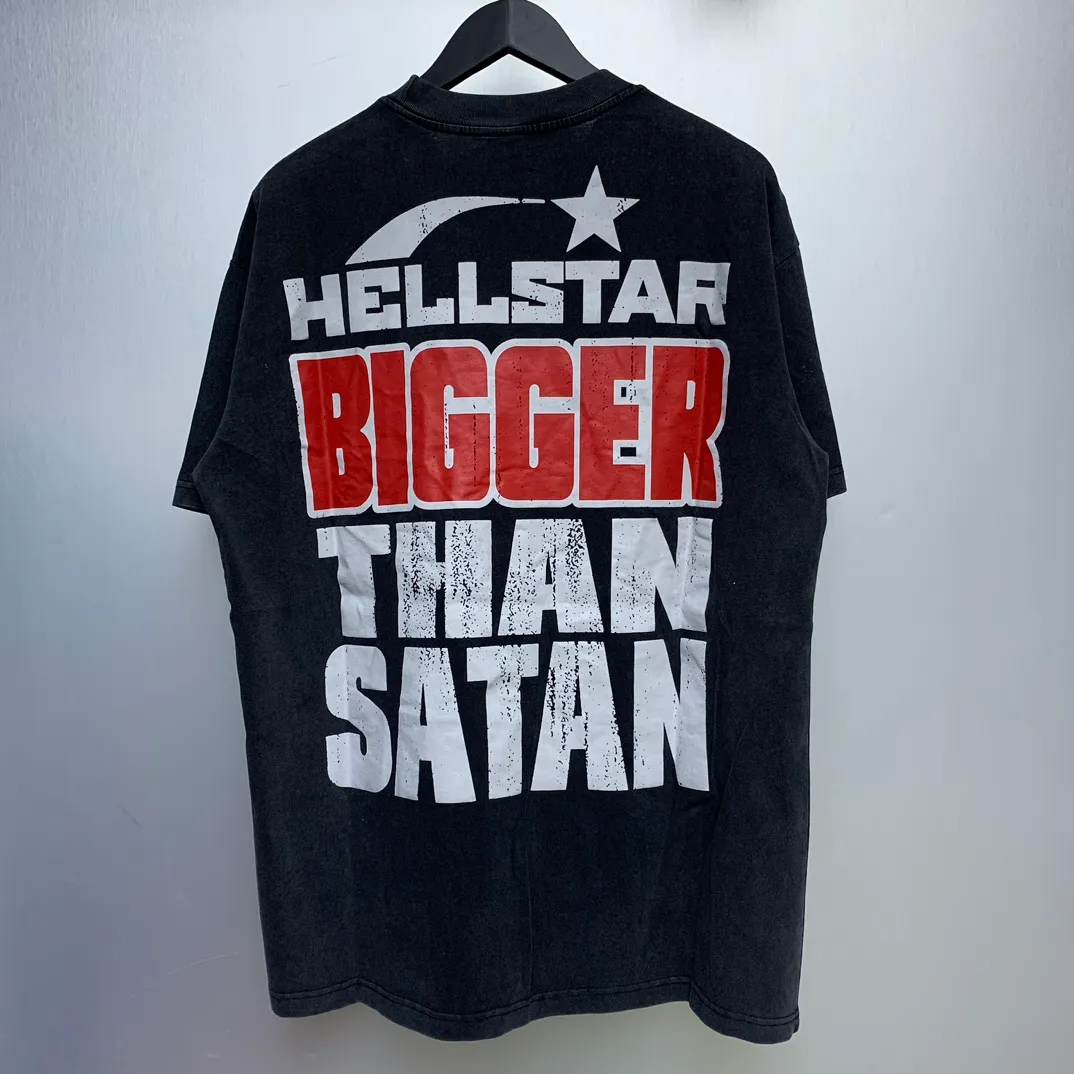 P134 Custom Cut and sew garment in Los Angeles. Dyed and potassium sprayed with jumbo screen print. Fits slightly oversized. Gentle wash tumble dry. Dry clean preferred Newly popular Hellstar short-sleeved T-shirt!   Standard beauty and trendy workmanship, original customization (fabric, pattern, printing, hang tag, main mark, etc.), exaggerated style, explosive style, dare to break through tradition, bring adventurous new fashion experience!  YoungBoy, the most popular rapper in the youth circle, has shot a lot of models for him, and celebrities such as Dababy and Swae Lee frequently get dressed!  color: Vintage Black (washed black)