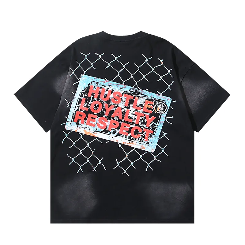 P130 6750#washed black Real shot Hellstar washed retro beauty trend printed short-sleeved T-shirt Fabric: 250g 32 count fine cotton double yarn pure cotton Color: washed black Size: S M L XL