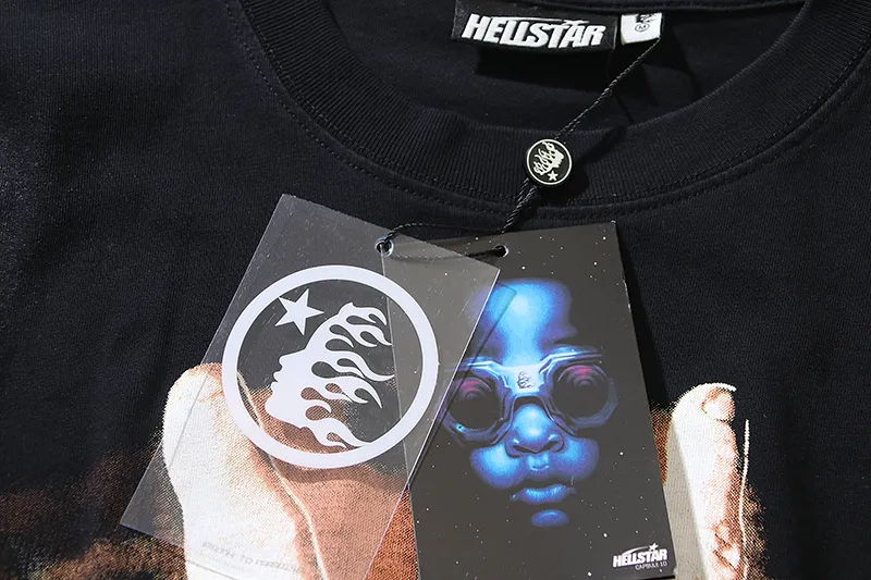 P130 6750#washed black Real shot Hellstar washed retro beauty trend printed short-sleeved T-shirt Fabric: 250g 32 count fine cotton double yarn pure cotton Color: washed black Size: S M L XL
