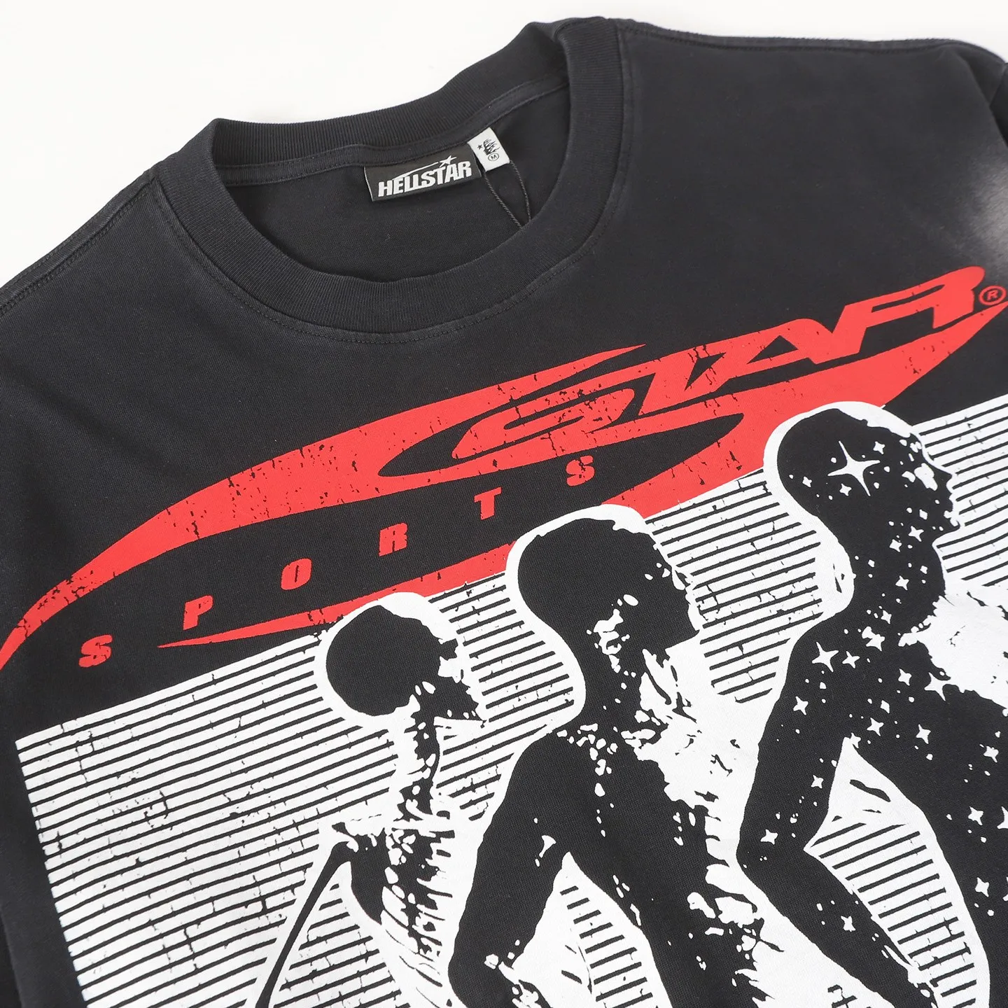 P124 Hellstar Hellstar Cross-border European and American style street fashion brand pure cotton T-shirt Fabric (fabric): 32 counts 250g washed combed double yarn pure cotton Size (size): S-M- L- X L Color (colour): Washed black (spray Ma Liu)
