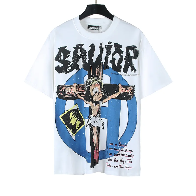 P110 5611# Real shot Hellstar Meichao high street pure cotton loose short-sleeved T-shirt Fabric: 240g 32 count fine cotton double yarn pure cotton Color: White Size: S M L XL