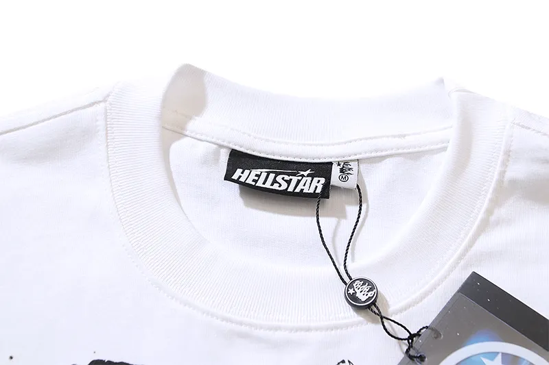 P110 5611# Real shot Hellstar Meichao high street pure cotton loose short-sleeved T-shirt Fabric: 240g 32 count fine cotton double yarn pure cotton Color: White Size: S M L XL