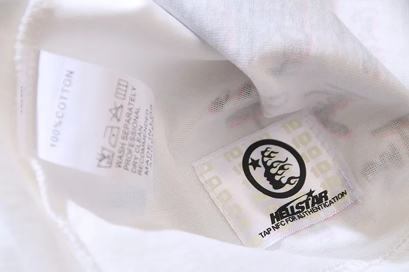 P110 5611# Real shot Hellstar Meichao high street pure cotton loose short-sleeved T-shirt Fabric: 240g 32 count fine cotton double yarn pure cotton Color: White Size: S M L XL