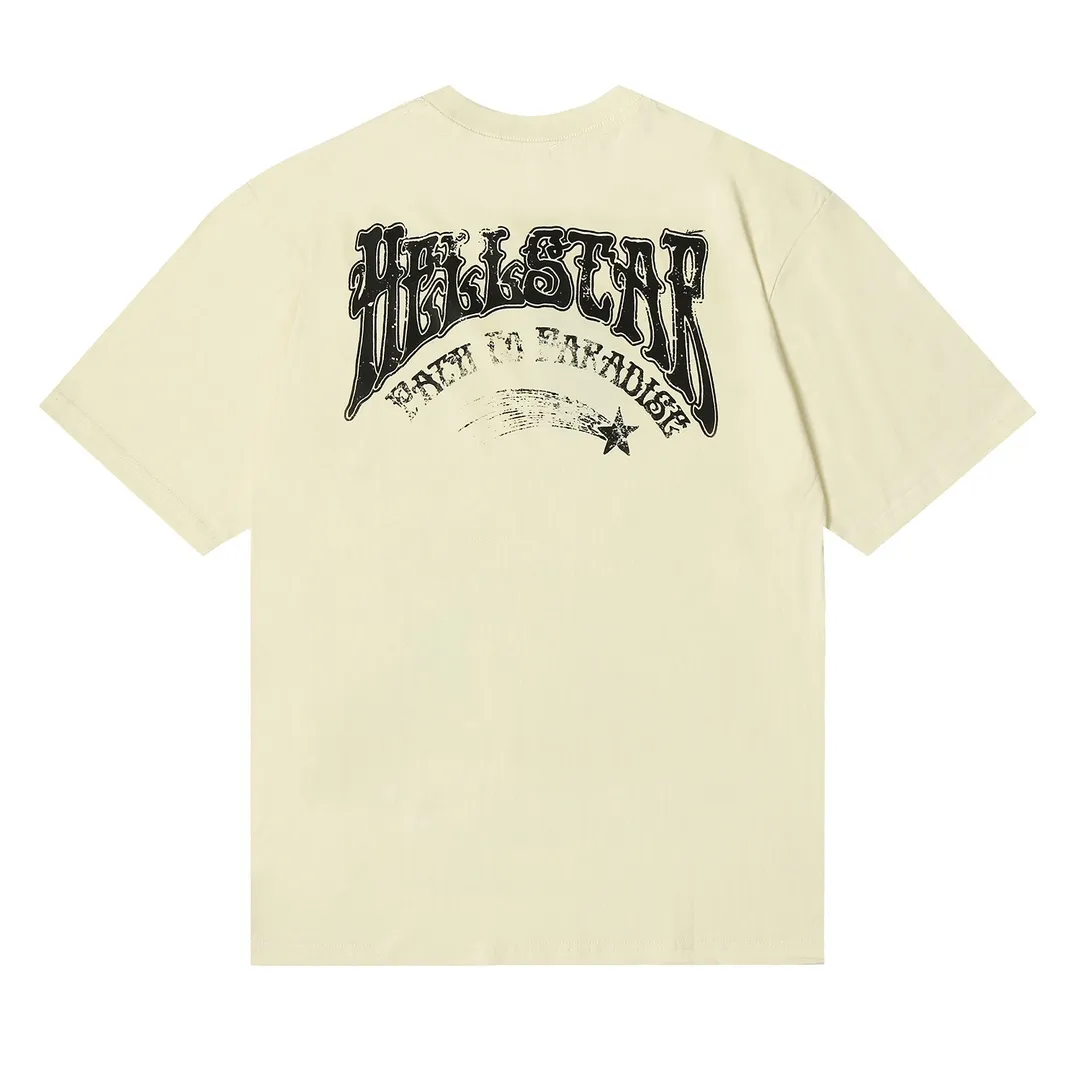 6636# P112 Hellstar American fashion high street pure cotton loose short-sleeved T-shirt Color: White Black Apricot Code Number: S M L XL