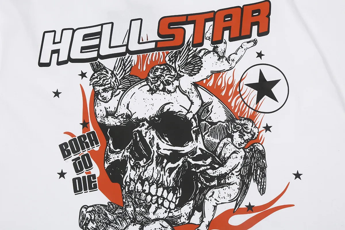 8841# P160 Hellstar high quality Hellstar American trendy printed cotton terry crew neck sweatshirt Color: White Black Size: S M L XL