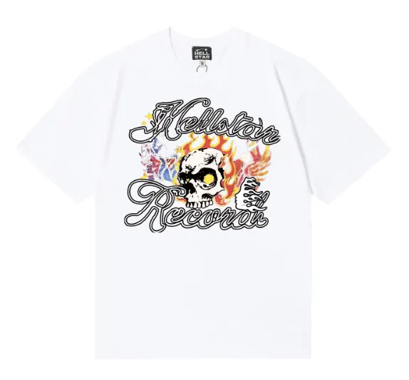 6843# P116 Hellstar American fashion high street pure cotton loose short-sleeved T-shirt Color: White Black Size: S M L XL