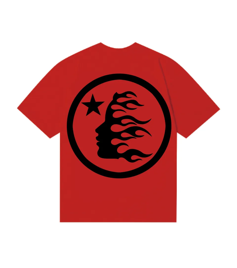 6810# P112 Hellstar American fashion high street pure cotton loose short-sleeved T-shirt Color: Gray Red Size: S M L XL