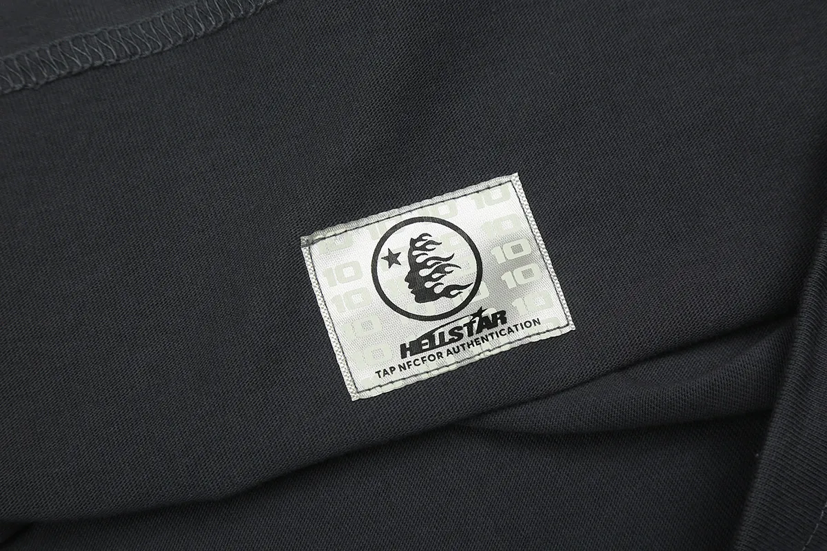 6810# P112 Hellstar American fashion high street pure cotton loose short-sleeved T-shirt Color: Gray Red Size: S M L XL
