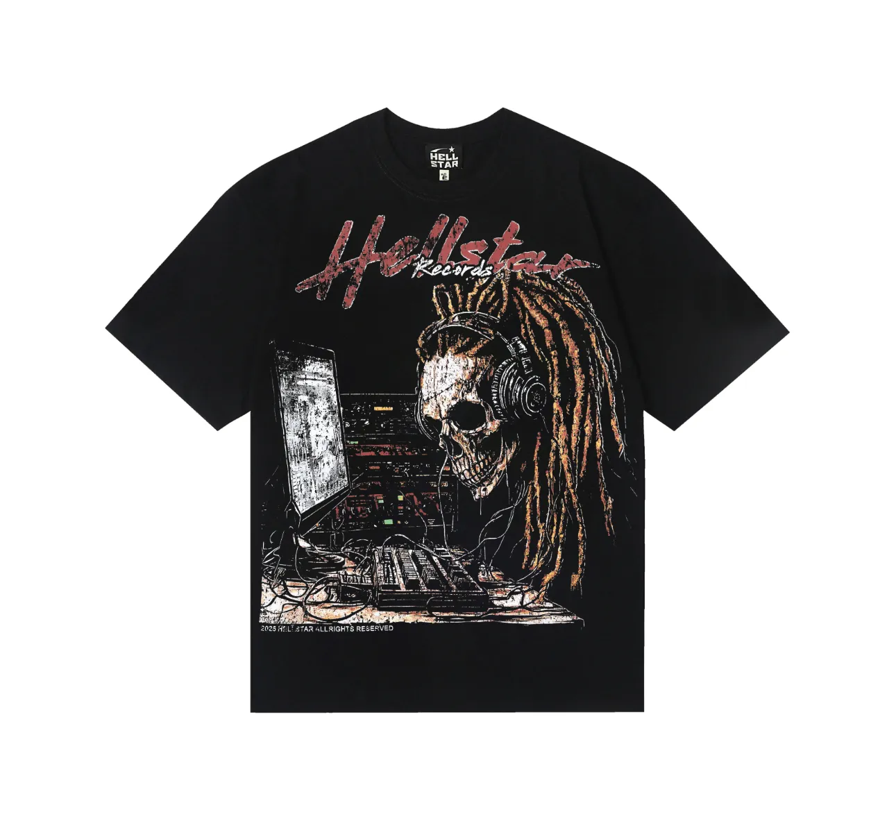 6830# P116 Hellstar American fashion high street pure cotton loose short-sleeved T-shirt Color: Black Size: S M L XL