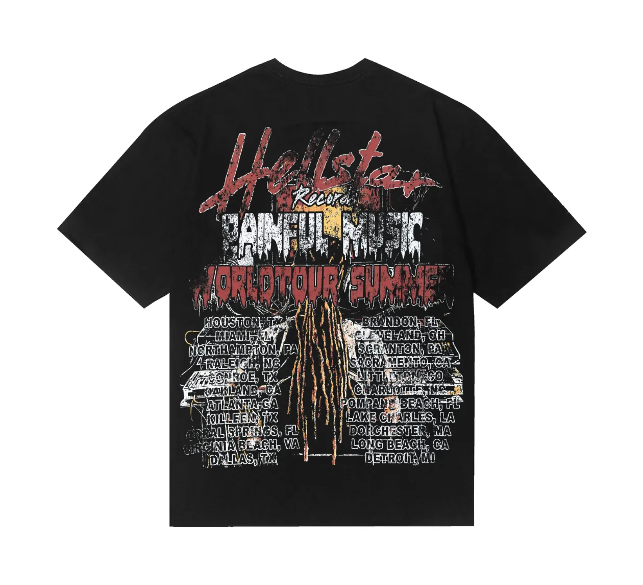 6830# P116 Hellstar American fashion high street pure cotton loose short-sleeved T-shirt Color: Black Size: S M L XL
