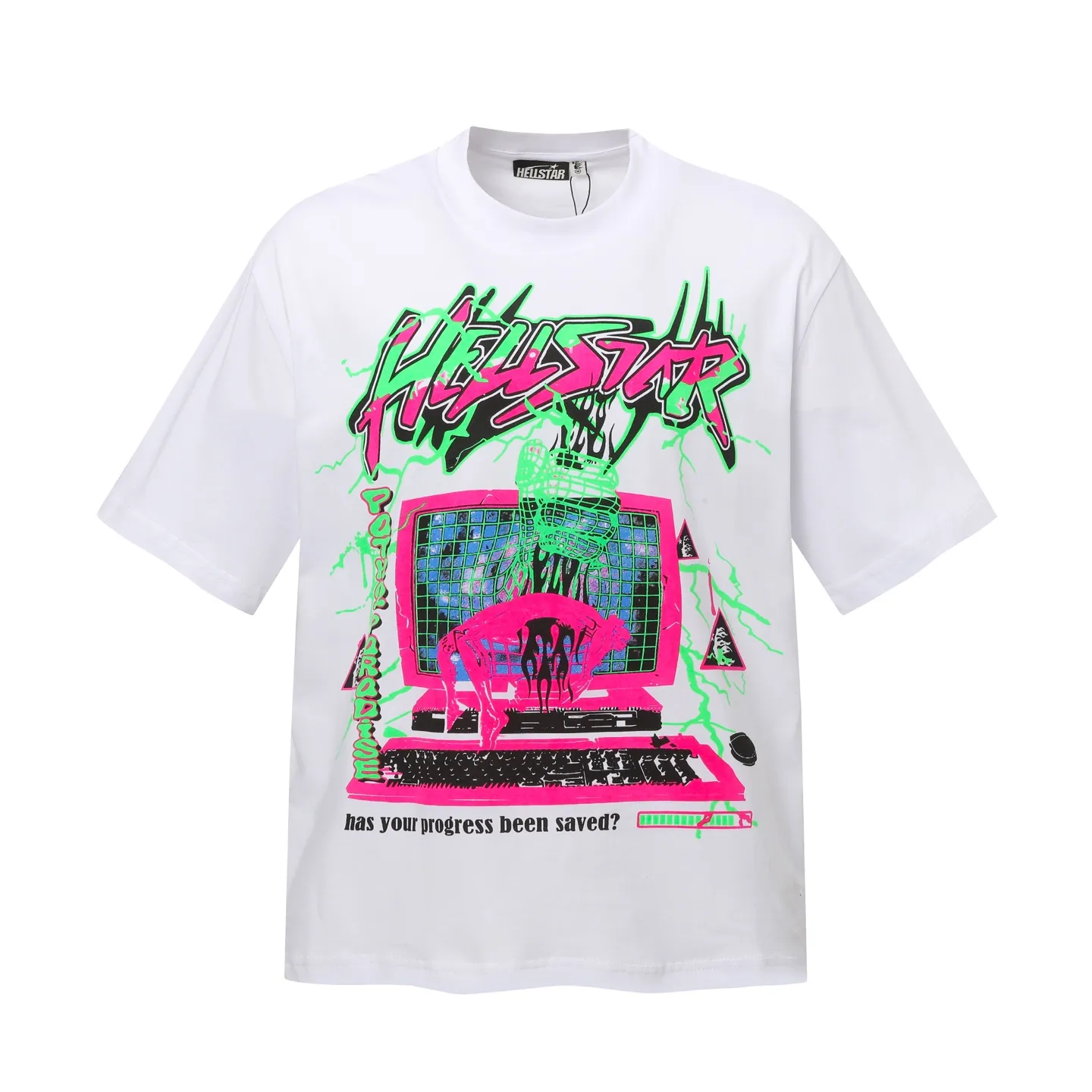P108 Real-stock Hellstar cross-border European and American style, street fashion brand pure cotton T-shirt Fabric (fabric): 32 counts of 240g heavy combed double yarn pure cotton Size (size): S-M- L- X L Color (colour): white/apricot 👉 👉