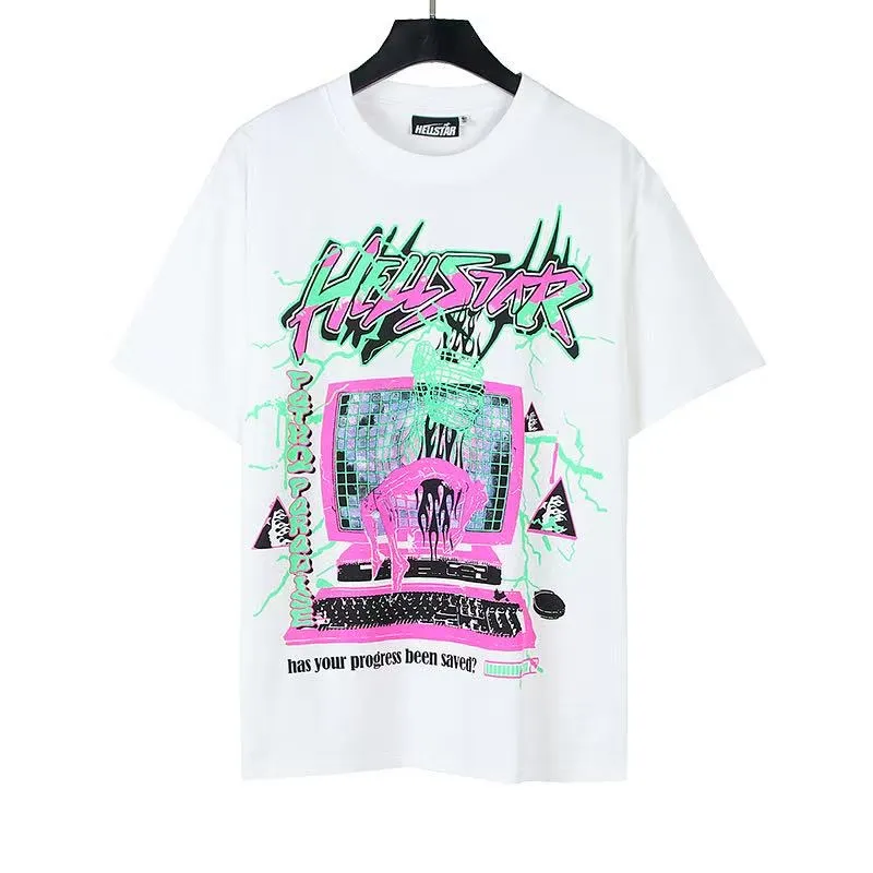 P108 Real-stock Hellstar cross-border European and American style, street fashion brand pure cotton T-shirt Fabric (fabric): 32 counts of 240g heavy combed double yarn pure cotton Size (size): S-M- L- X L Color (colour): white/apricot 👉 👉