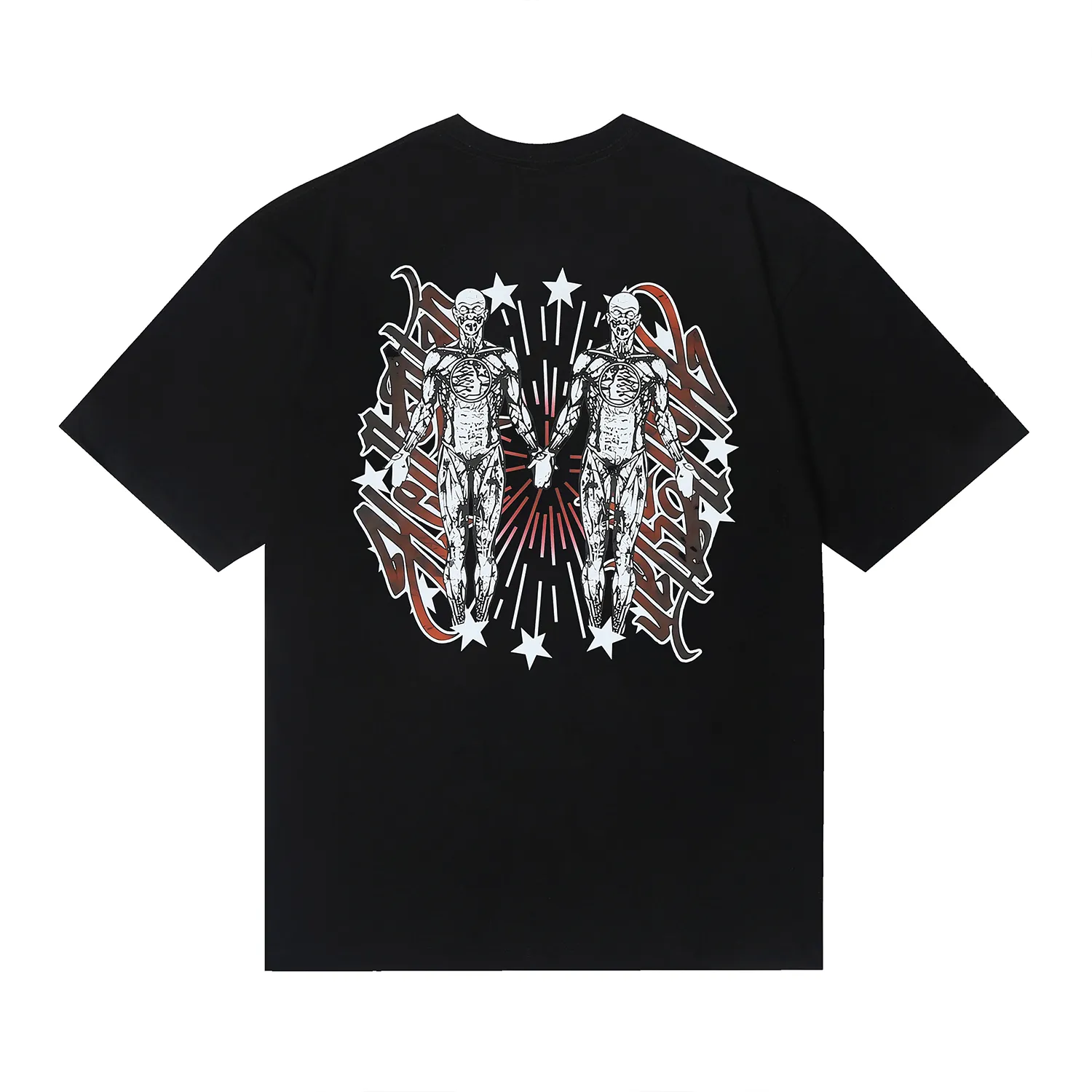 6696# P116 Hellstar American fashion high street pure cotton loose short-sleeved T-shirt Color: White Black Size: S M L XL