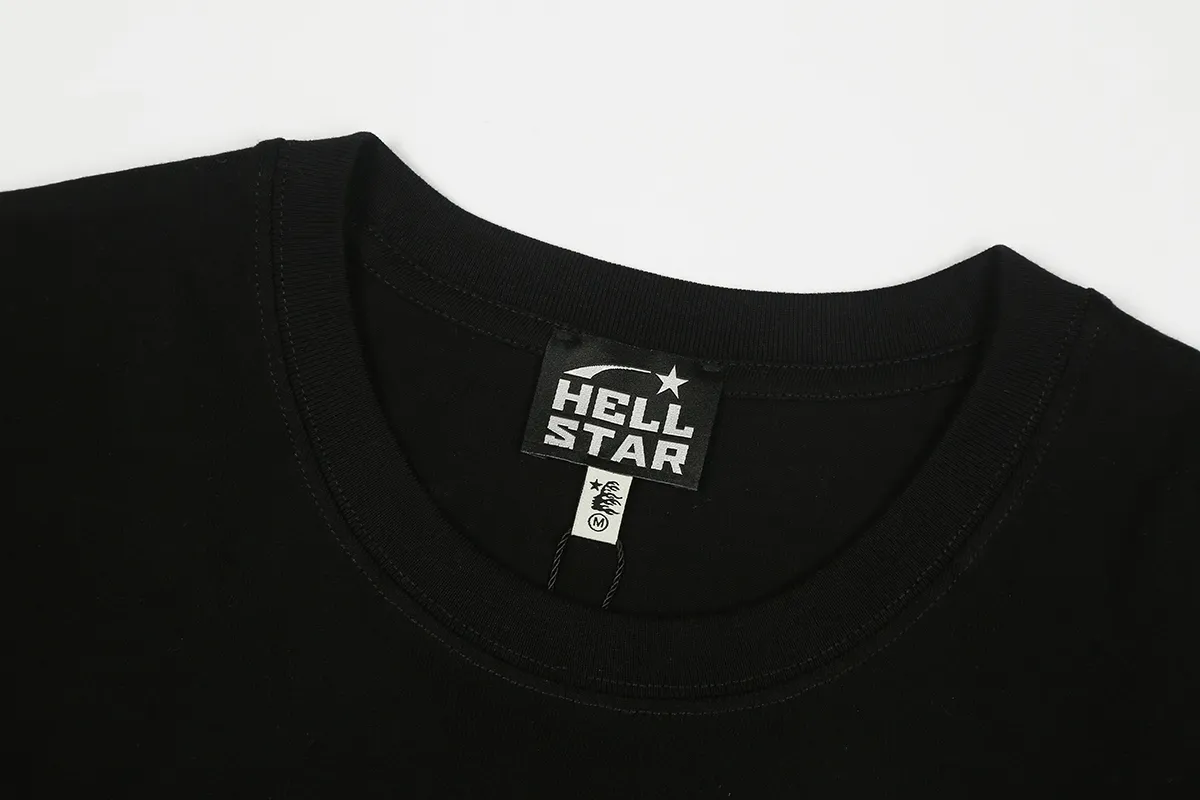 6696# P116 Hellstar American fashion high street pure cotton loose short-sleeved T-shirt Color: White Black Size: S M L XL