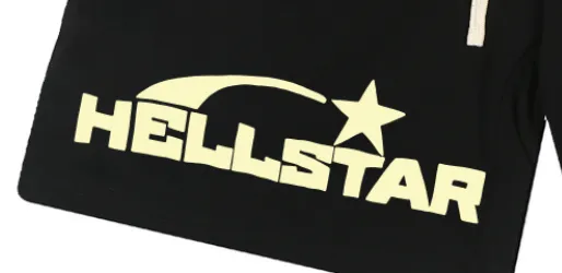 1119# P150 Hellstar pure cotton terry 350g printed casual shorts Color: Black Size: S M L XL