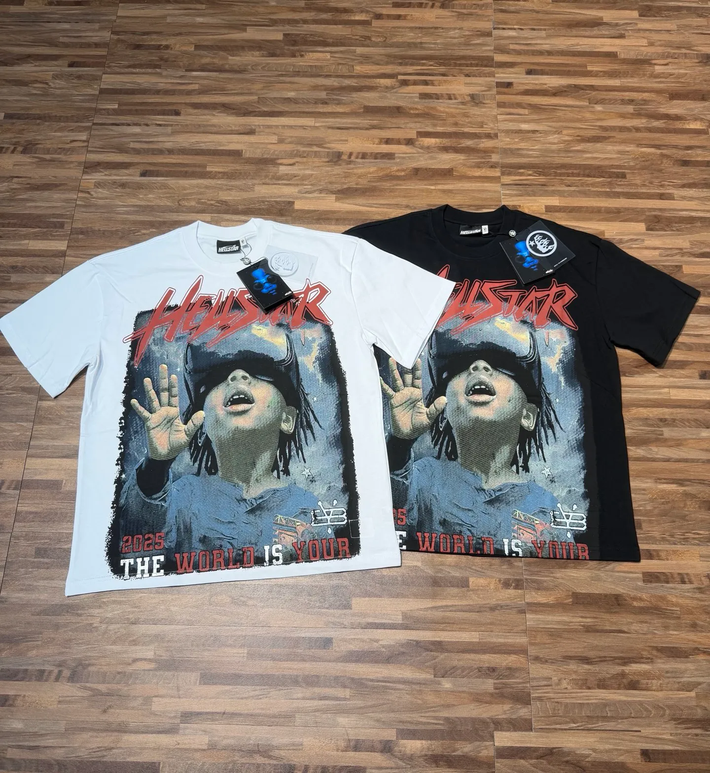 P108 Real-stock Hellstar Cross-border European and American style, street fashion brand pure cotton T-shirt Fabric (fabric): 32 counts of 240g heavy combed double yarn pure cotton Size (size): S-M- L- X L Color (colour): Active black/ivory white