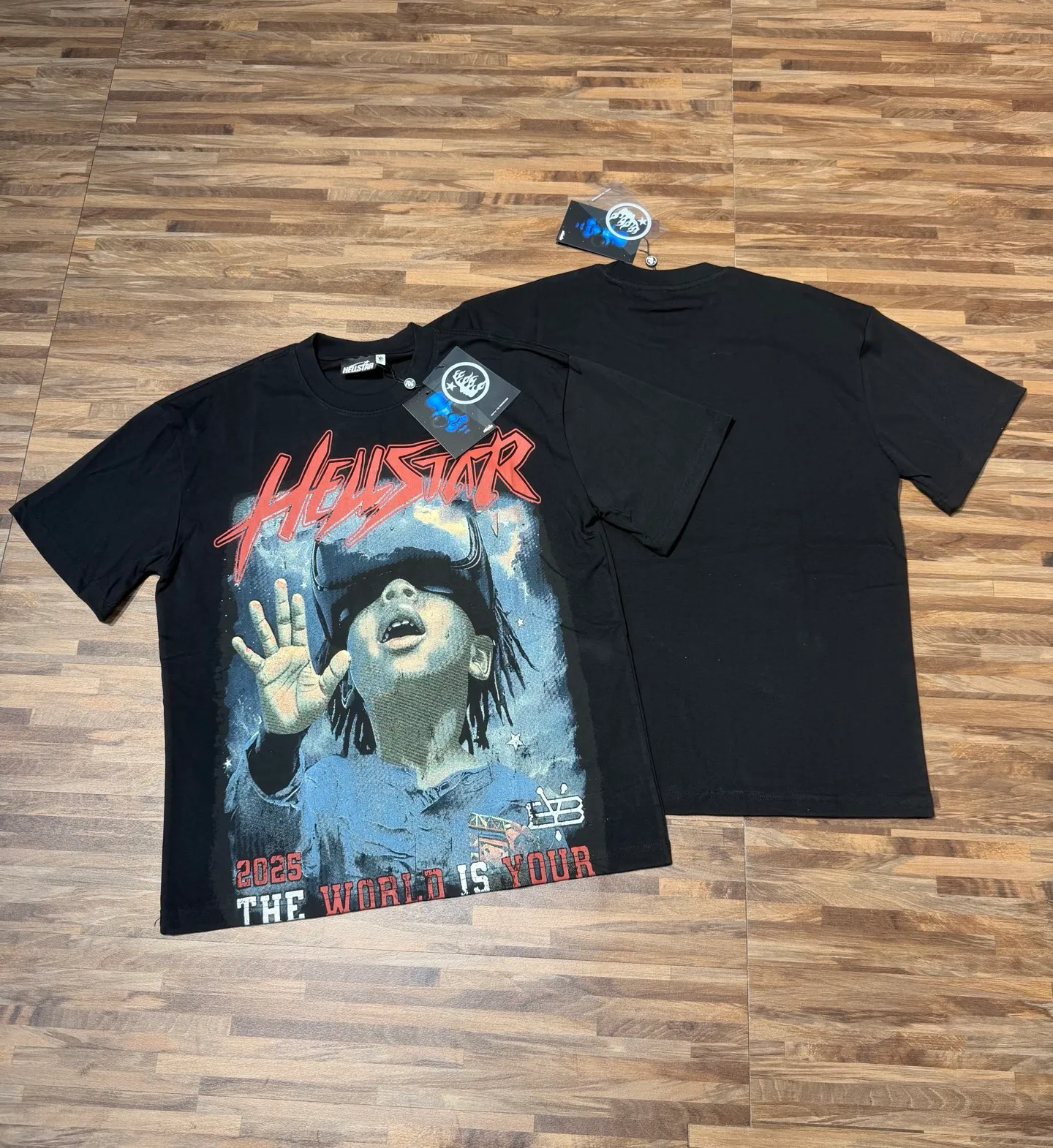 P108 Real-stock Hellstar Cross-border European and American style, street fashion brand pure cotton T-shirt Fabric (fabric): 32 counts of 240g heavy combed double yarn pure cotton Size (size): S-M- L- X L Color (colour): Active black/ivory white