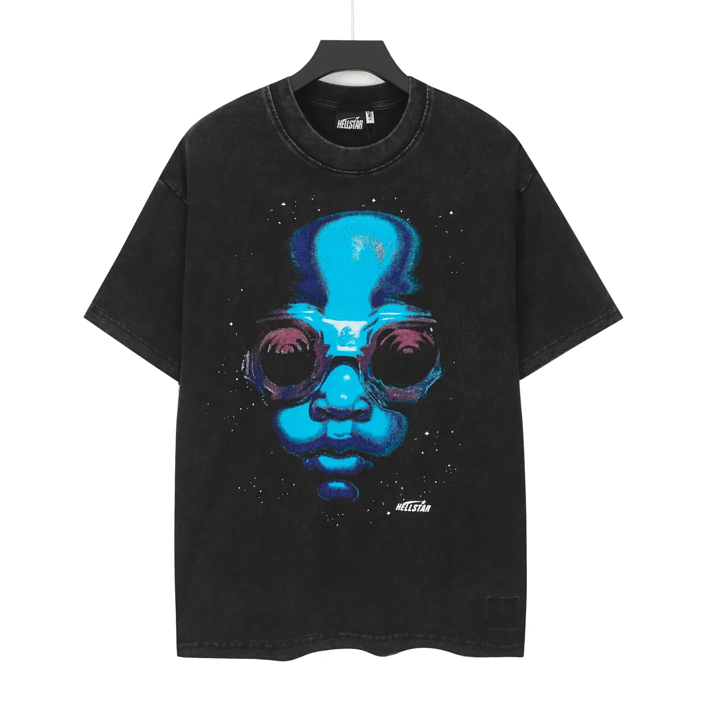 P124 Hellstar Hellstar Cross-border European and American style street fashion brand pure cotton T-shirt Fabric (fabric): 32 counts 250g washed combed double yarn pure cotton Size (size): S-M- L- X L Color (colour): Washed black (spray Ma Liu)