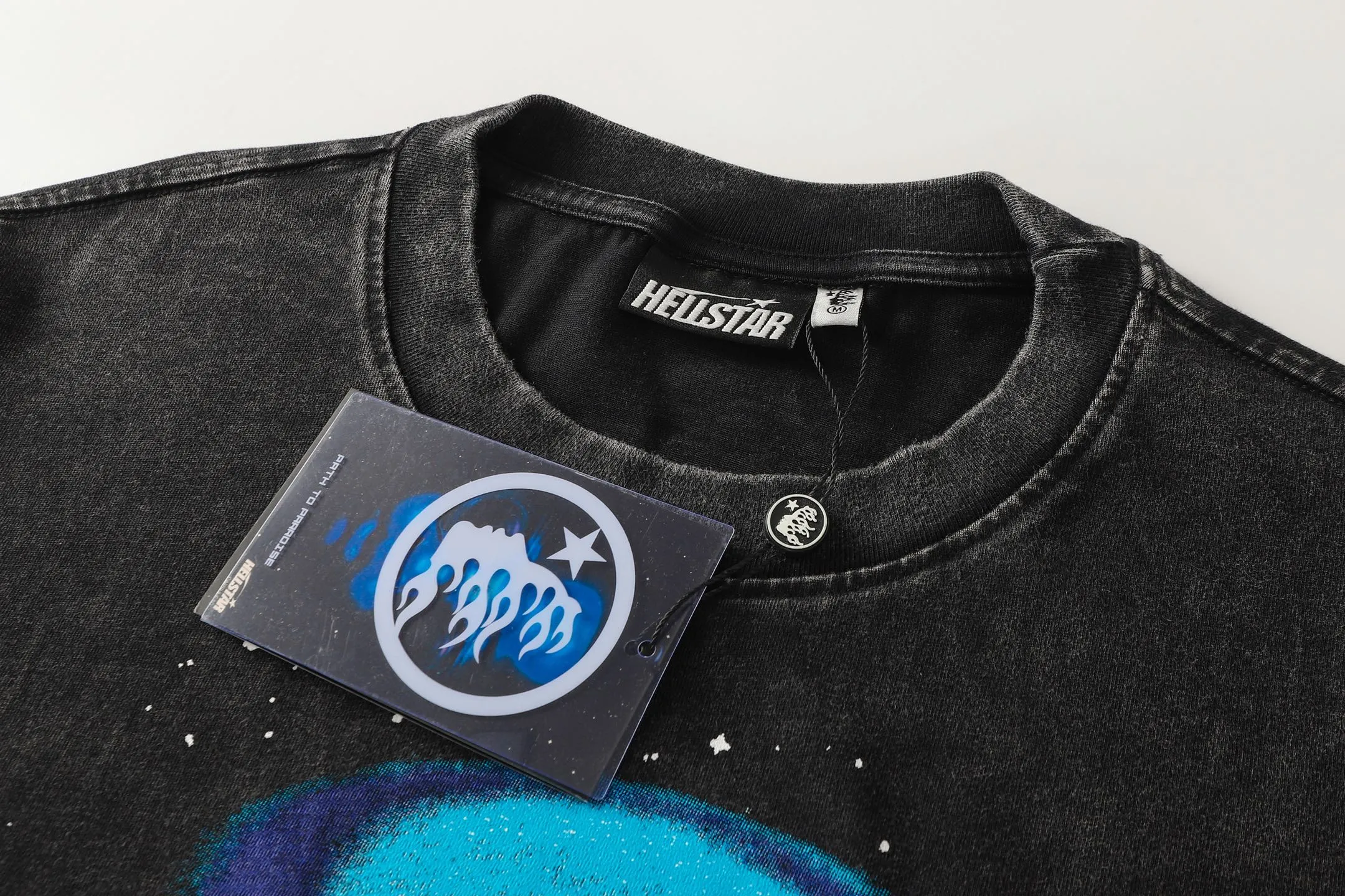 P124 Hellstar Hellstar Cross-border European and American style street fashion brand pure cotton T-shirt Fabric (fabric): 32 counts 250g washed combed double yarn pure cotton Size (size): S-M- L- X L Color (colour): Washed black (spray Ma Liu)