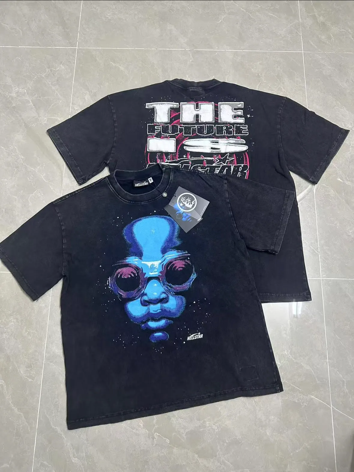 P124 Hellstar Hellstar Cross-border European and American style street fashion brand pure cotton T-shirt Fabric (fabric): 32 counts 250g washed combed double yarn pure cotton Size (size): S-M- L- X L Color (colour): Washed black (spray Ma Liu)