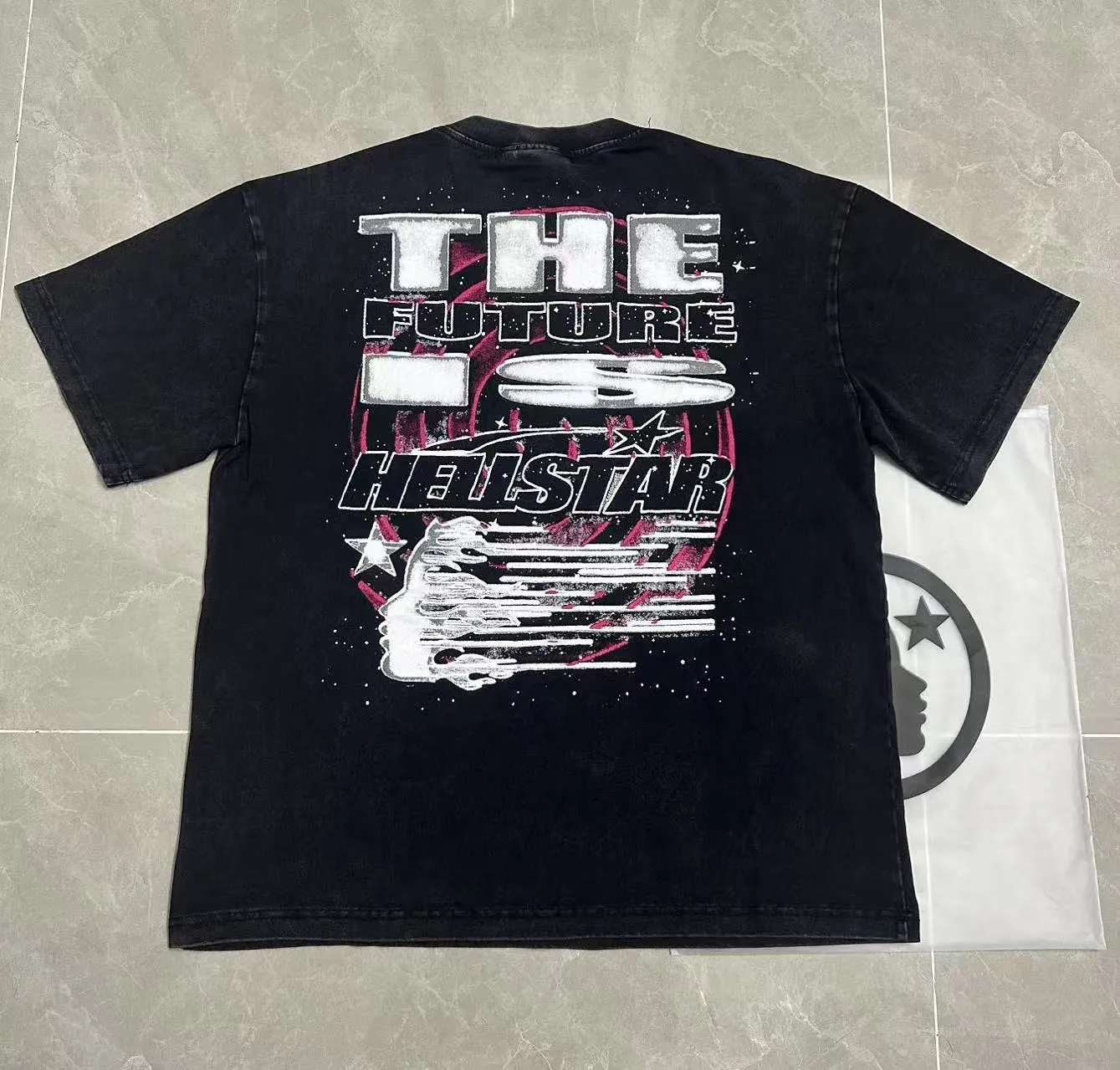 P124 Hellstar Hellstar Cross-border European and American style street fashion brand pure cotton T-shirt Fabric (fabric): 32 counts 250g washed combed double yarn pure cotton Size (size): S-M- L- X L Color (colour): Washed black (spray Ma Liu)