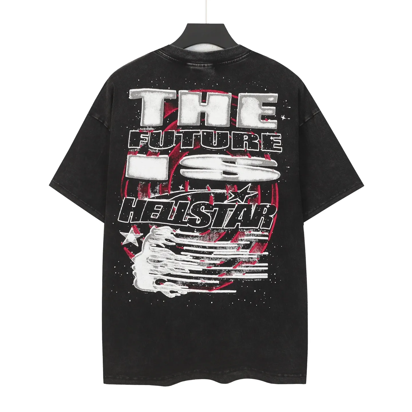 P124 Hellstar Hellstar Cross-border European and American style street fashion brand pure cotton T-shirt Fabric (fabric): 32 counts 250g washed combed double yarn pure cotton Size (size): S-M- L- X L Color (colour): Washed black (spray Ma Liu)