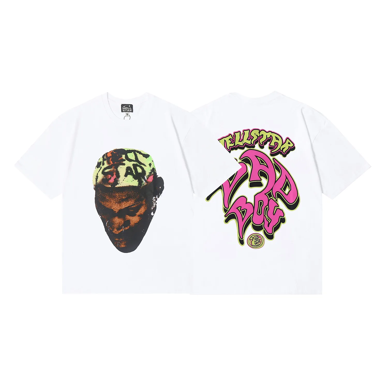 6610# P116 Hellstar Rodman vintage short-sleeved American street retro hip-hop oversize printed T-shirt Color: White Size: S M L XL