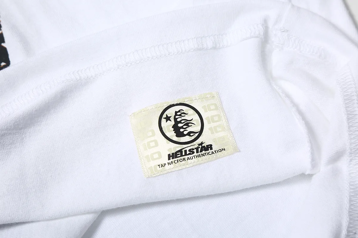 6610# P116 Hellstar Rodman vintage short-sleeved American street retro hip-hop oversize printed T-shirt Color: White Size: S M L XL