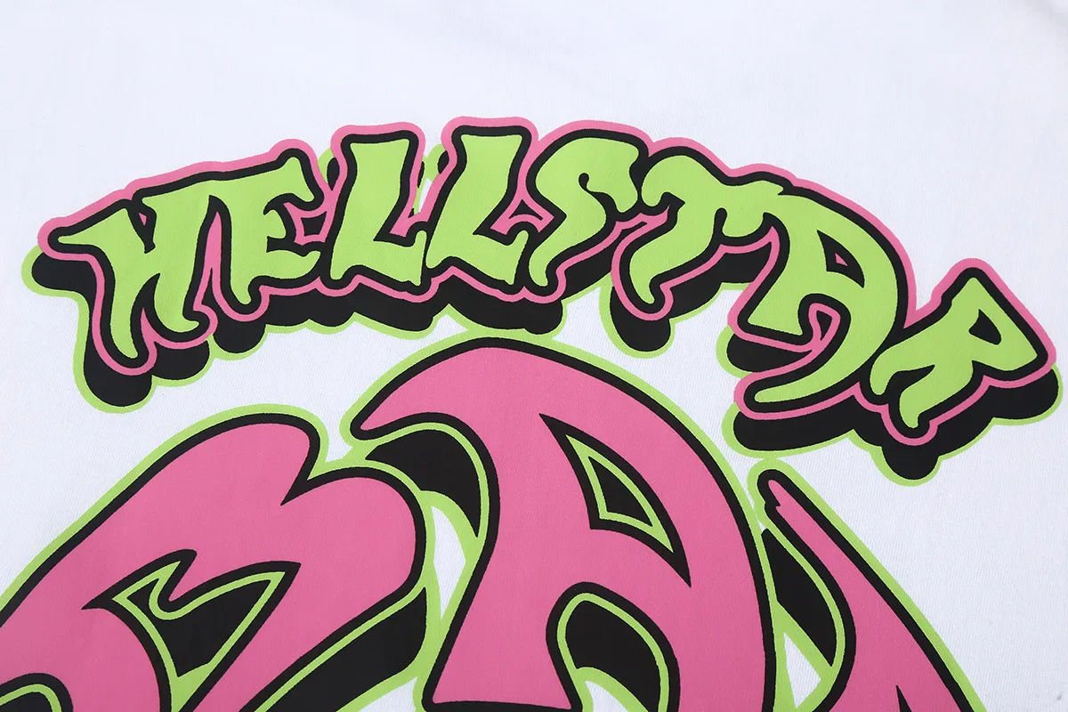 6610# P116 Hellstar Rodman vintage short-sleeved American street retro hip-hop oversize printed T-shirt Color: White Size: S M L XL