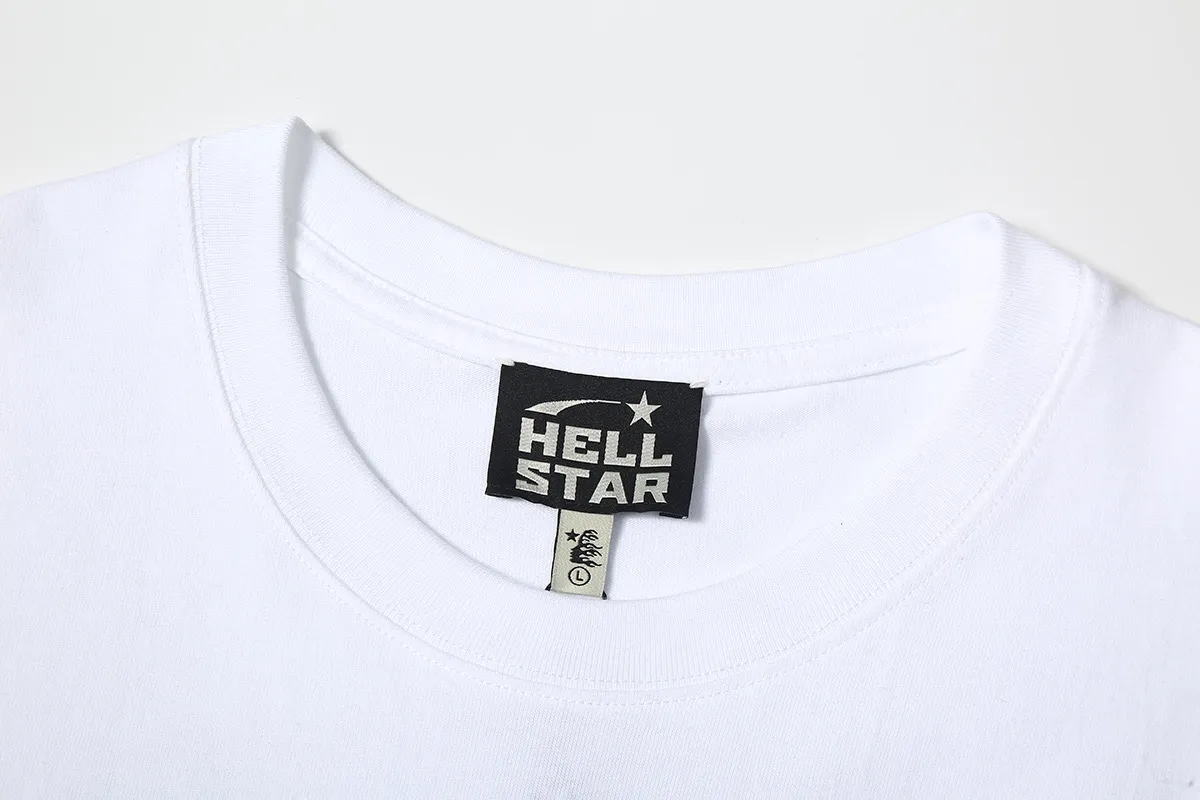 6610# P116 Hellstar Rodman vintage short-sleeved American street retro hip-hop oversize printed T-shirt Color: White Size: S M L XL